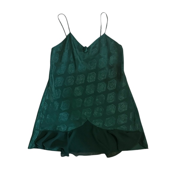 Vintage Val Mode Lingerie Kelly Green Floral Lace Robe Dress Set Womens Size S - Picture 7 of 15